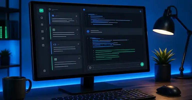 Tela de computador exibindo prompts prontos em uma interface de inteligência artificial
