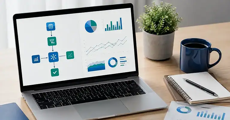Gráficos de machine learning exibidos em uma ferramenta de ia para apresentação